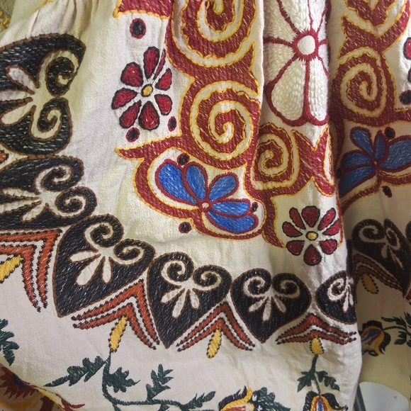 Zara Multicolor Embroidered Linen Mini Floral Dress. Size Med - Picture 7 of 8